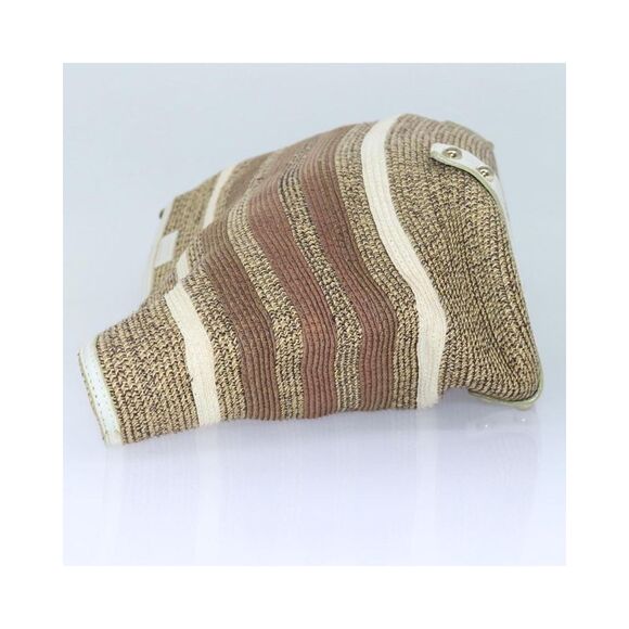 Pre Loved BURBERRY Striped Straw Tote Bag Womens Brown - Picture 5 of 8